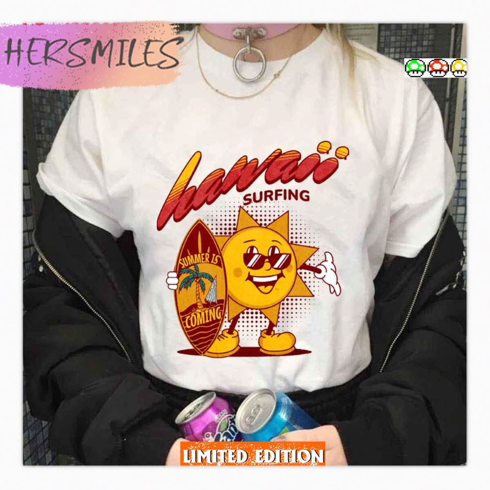Summer Is Coming Vintage Hawaii Surfing Label Shirt