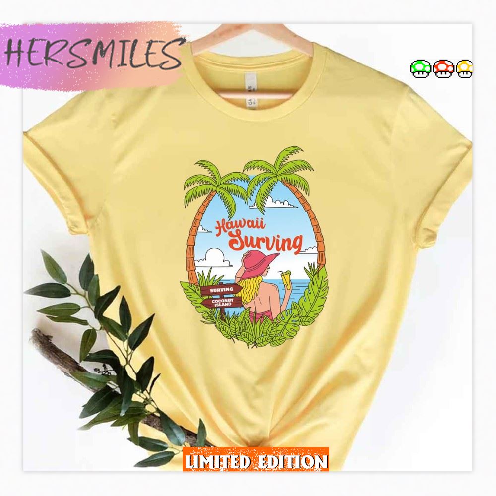 Surving Coconut Island Hawaii Surfing Art Shirt