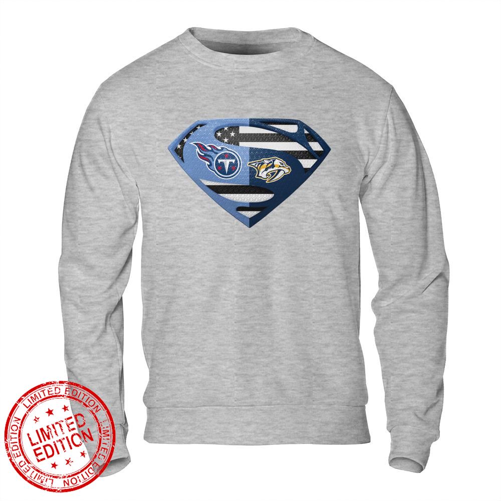 Tennessee Titans Nashville Predators Superman Logo Us Flag Shirt