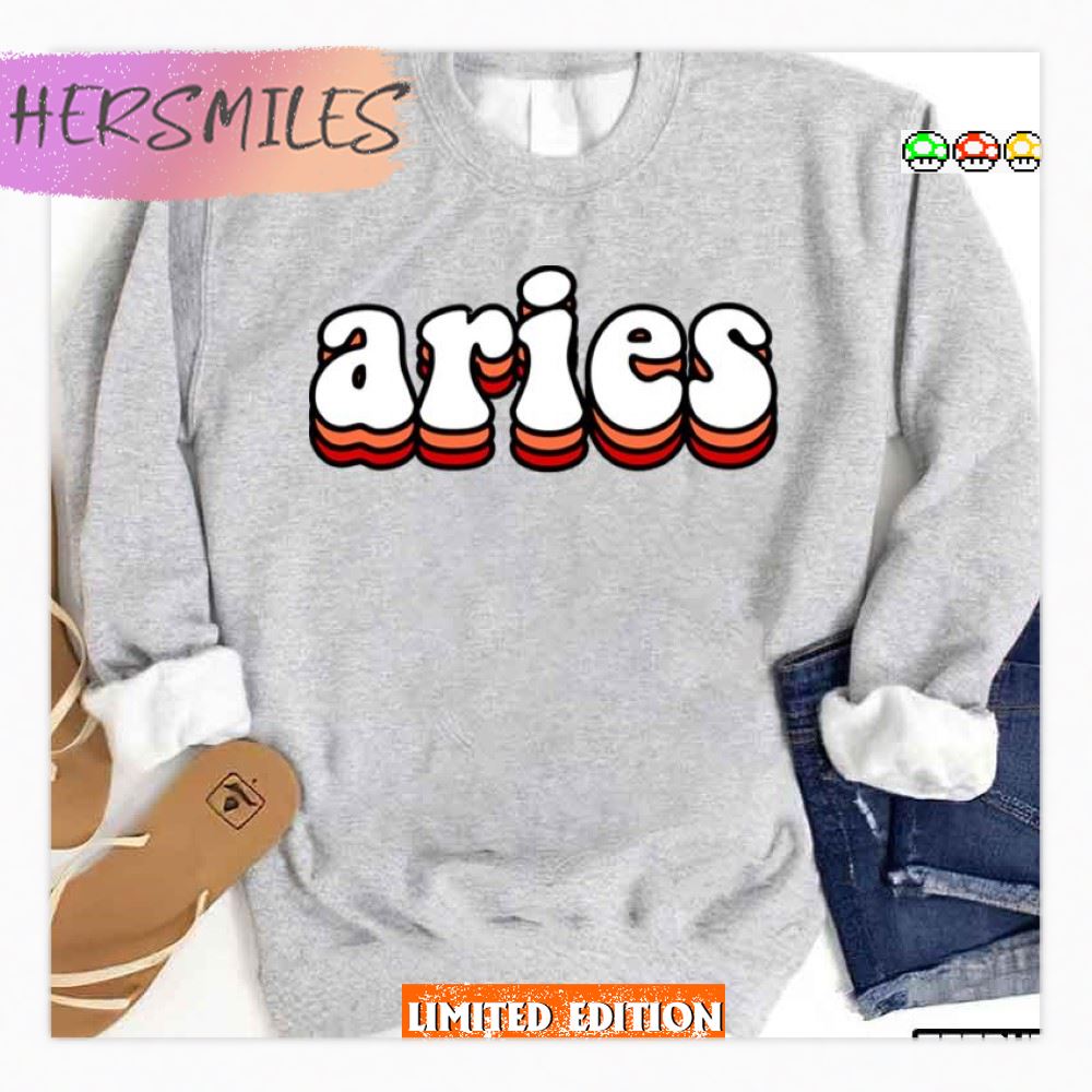 Three Layers Text Aries Zodiac Sign Shirt