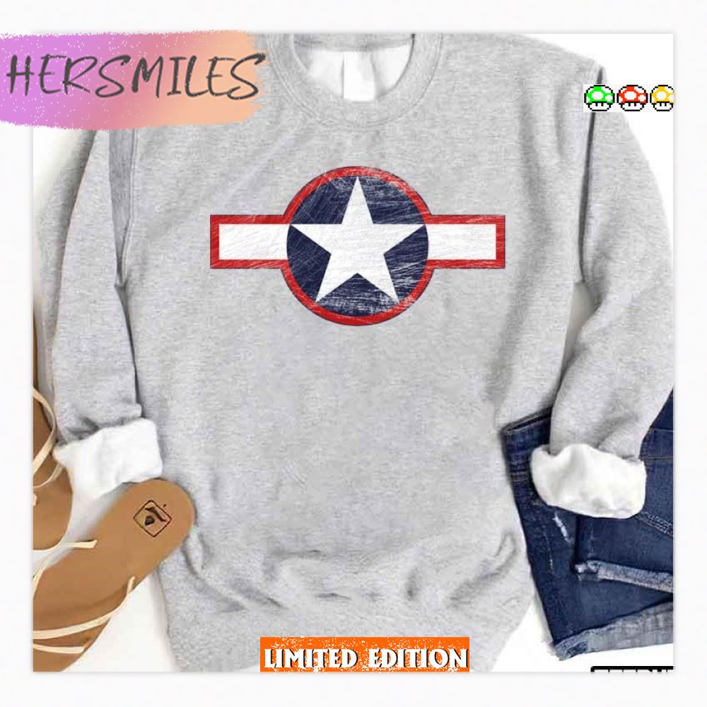 United States Military Aircraft Insignia 1943 World War Ii Version Distressed Shirt