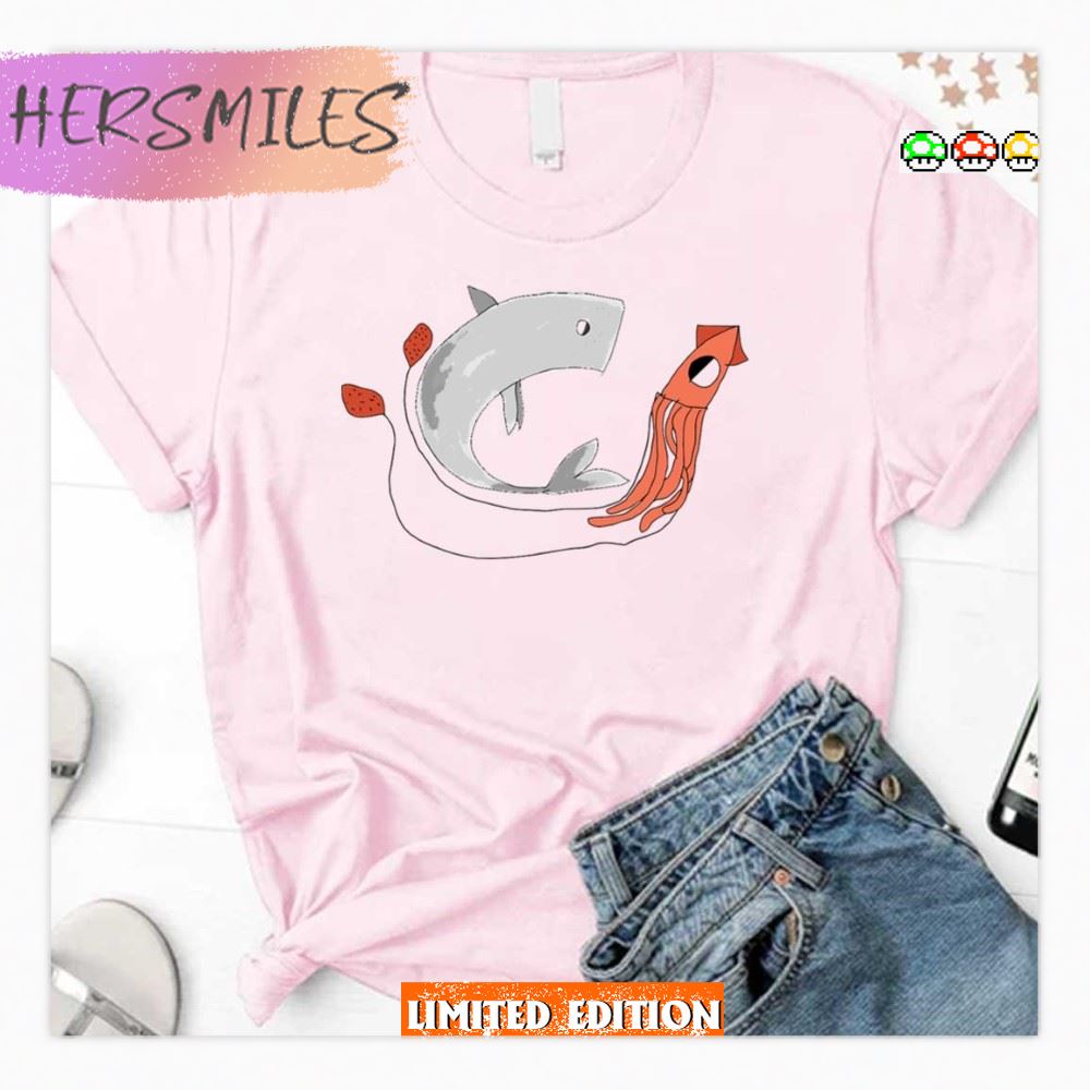 Whale Vs Squid Origami Art T-Shirt