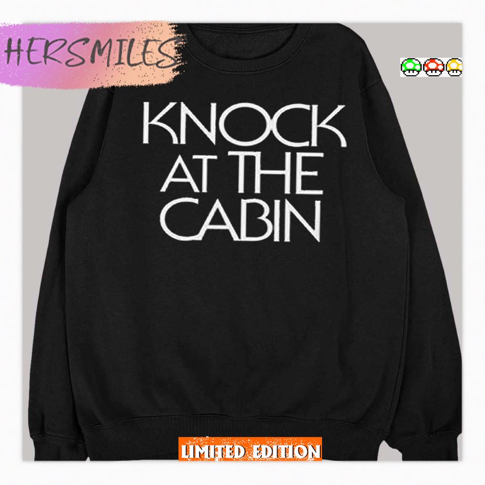 White Typography Knock At The Cabin Logo T-Shirt
