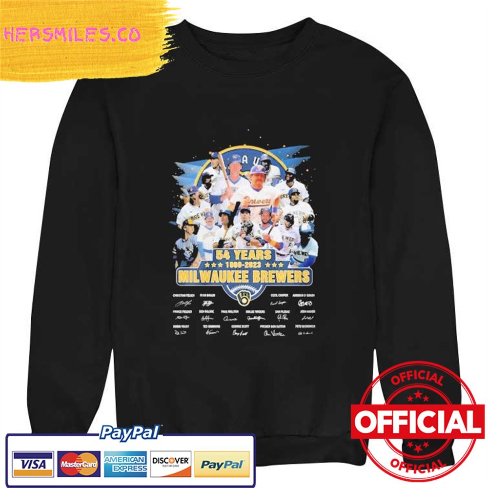 Official Milwaukee Brewers 54 Years 1969-2023 signatures Shirt Official Milwaukee Brewers 54 Years 1969-2023 signatures Shirt