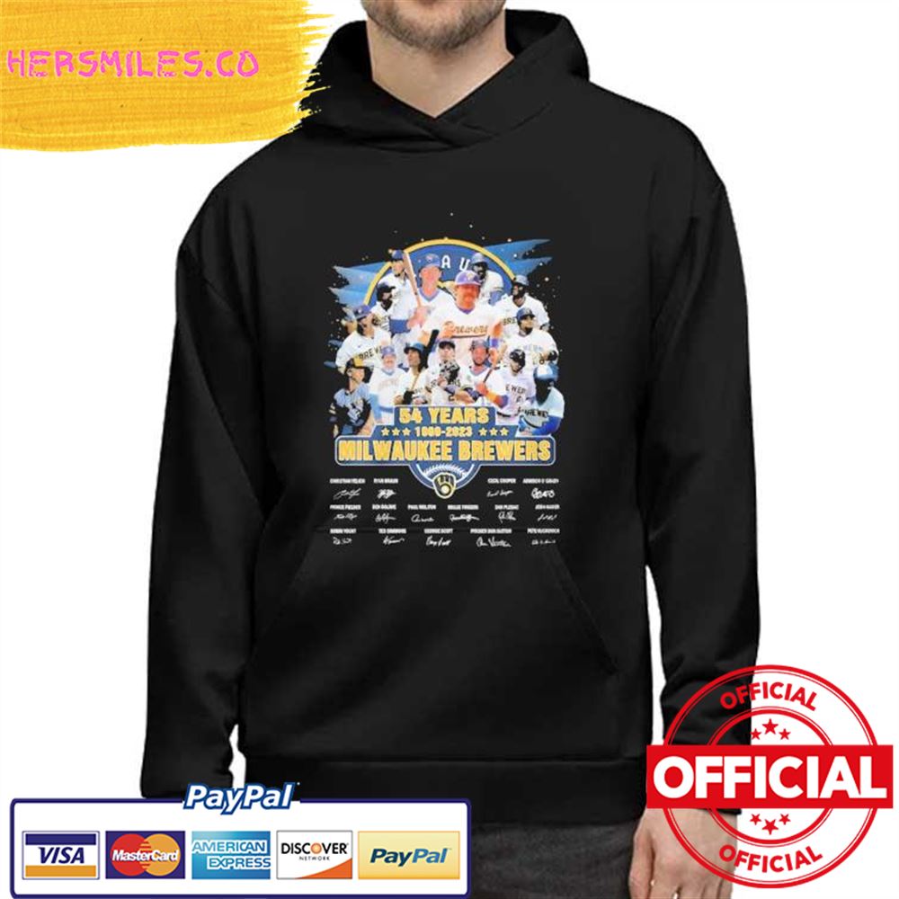 Official Milwaukee Brewers 54 Years 1969-2023 signatures Shirt