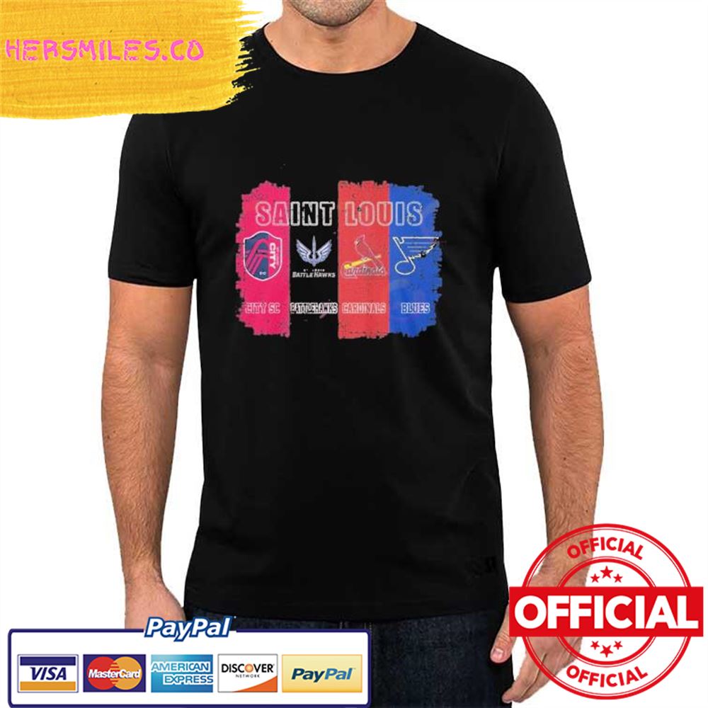 Official Saint Louis City SC And Battlehawks And Cardinals And Blues T-Shirt