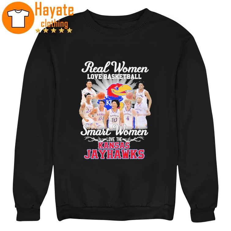 The Teams Sports Real women love basketball smart women love the Kansas Jayhawks signatures Shirt The Teams Sports Real women love basketball smart women love the Kansas Jayhawks signatures Shirt
