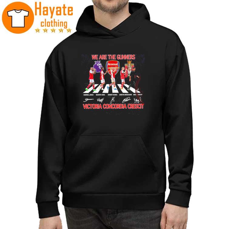We Are the Gunners Victoria Concordia Crescit Abbey road 2023 signatures Shirt