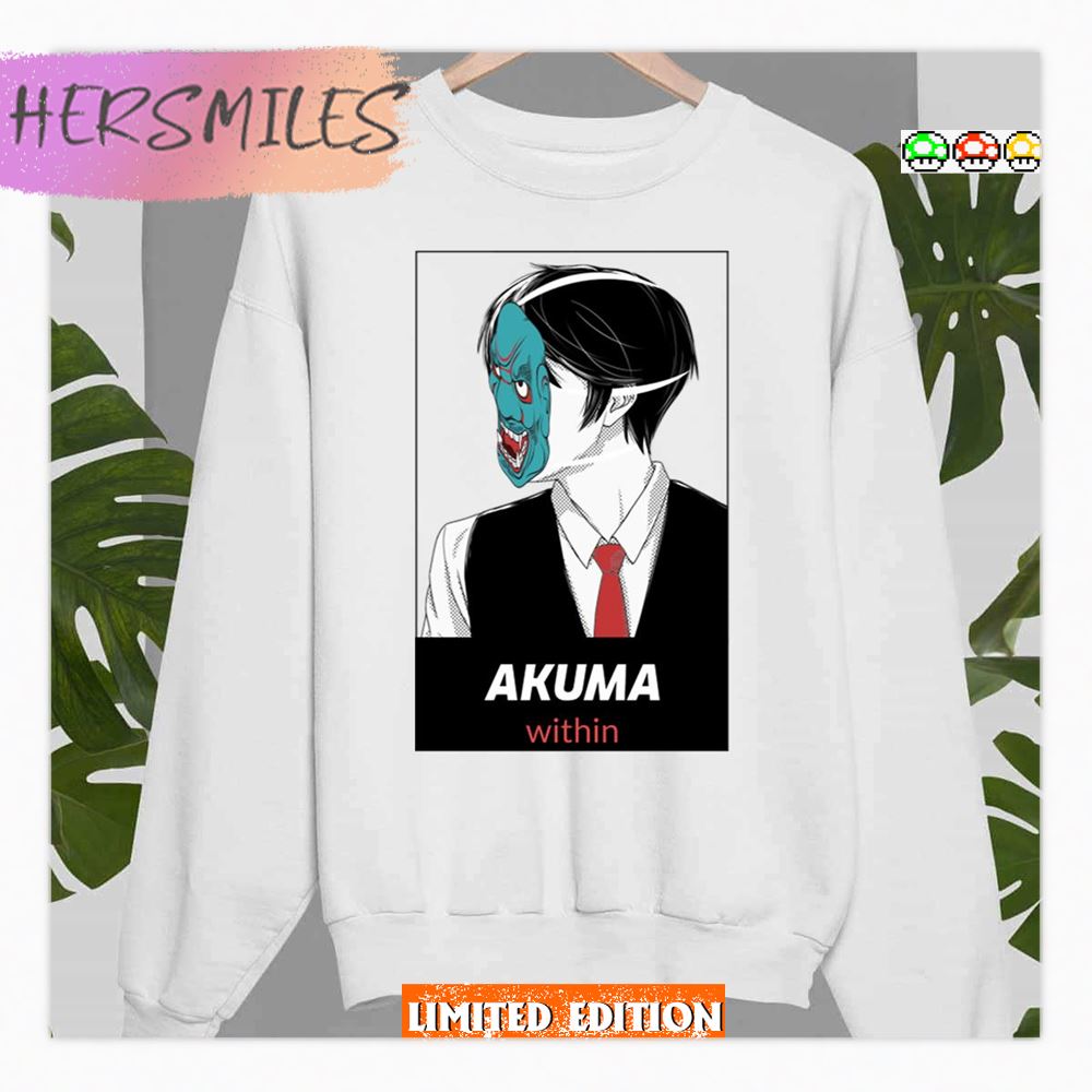 Anime Character Face With Hannya Demon Mask Akuma Within Shirt Anime Character Face With Hannya Demon Mask Akuma Within Shirt