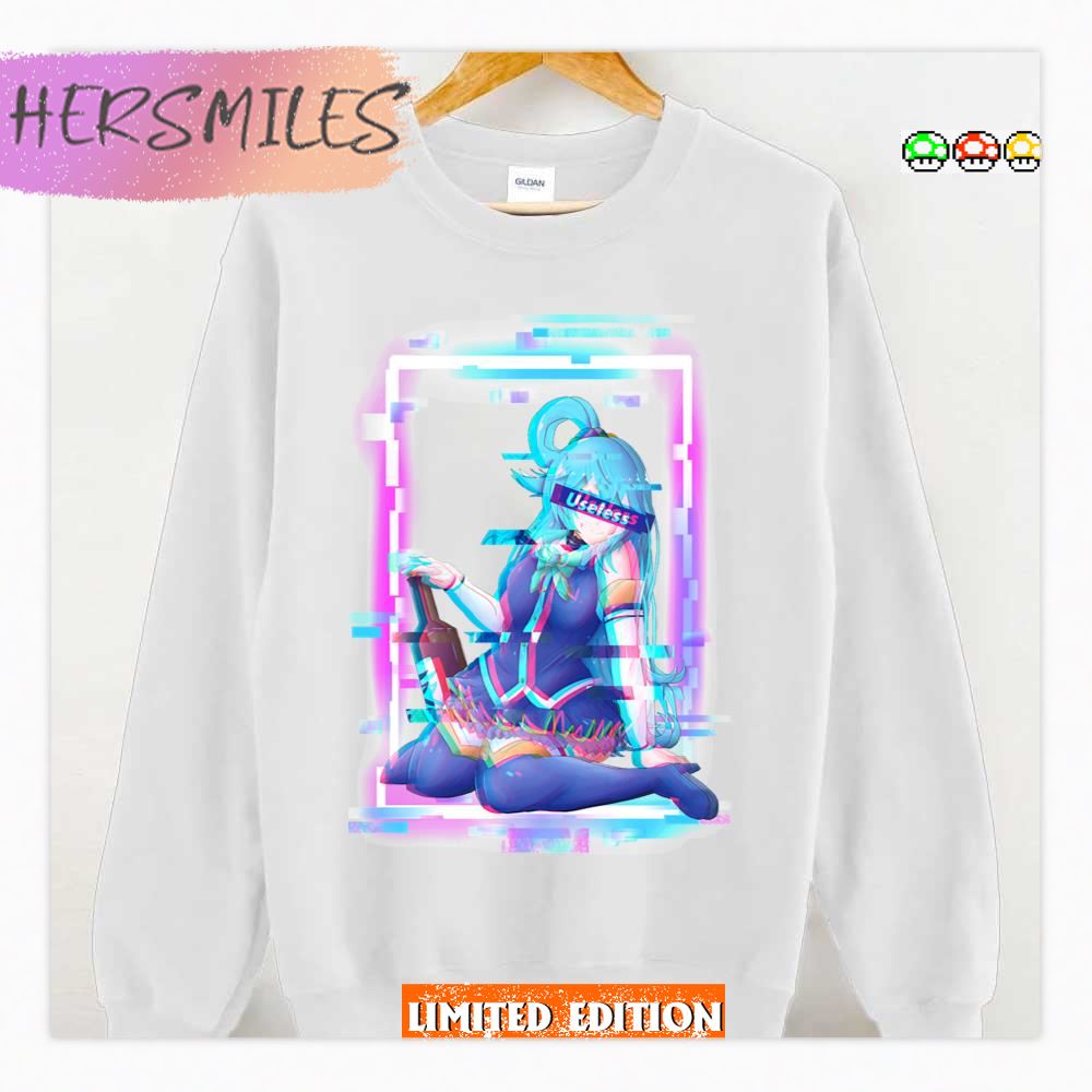 Aqua Konosuba Inspired Glitch Effect Shirt Aqua Konosuba Inspired Glitch Effect Shirt