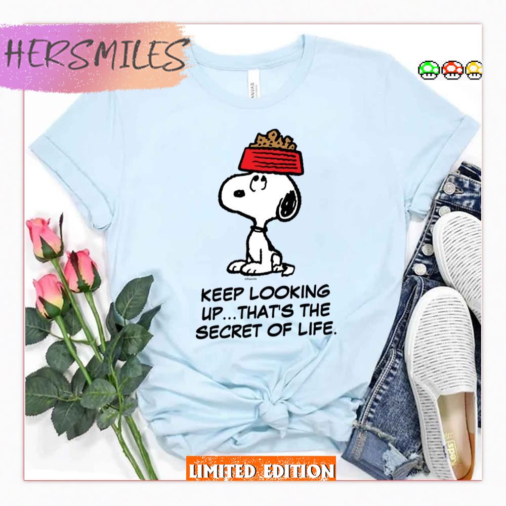 Balancing His Dog Dish Peanuts Snoopy Shirt