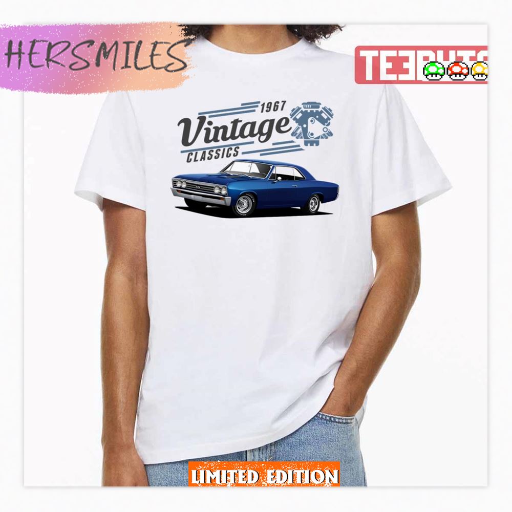 Blue Chevelle Car 1967 Vintage Classic Shirt