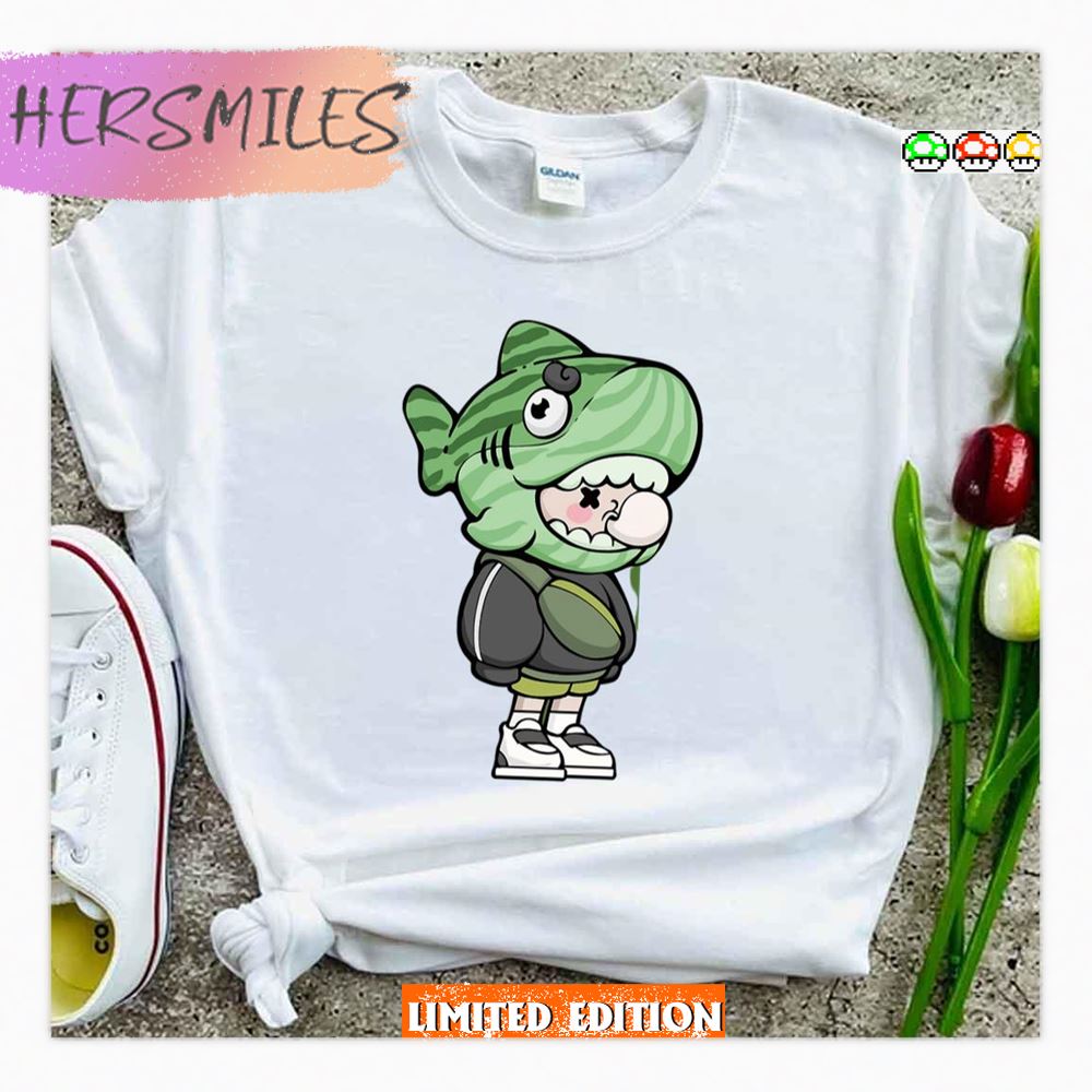 Boys Green Shark Helmet With Bubble Gum Shirt Boys Green Shark Helmet With Bubble Gum Shirt