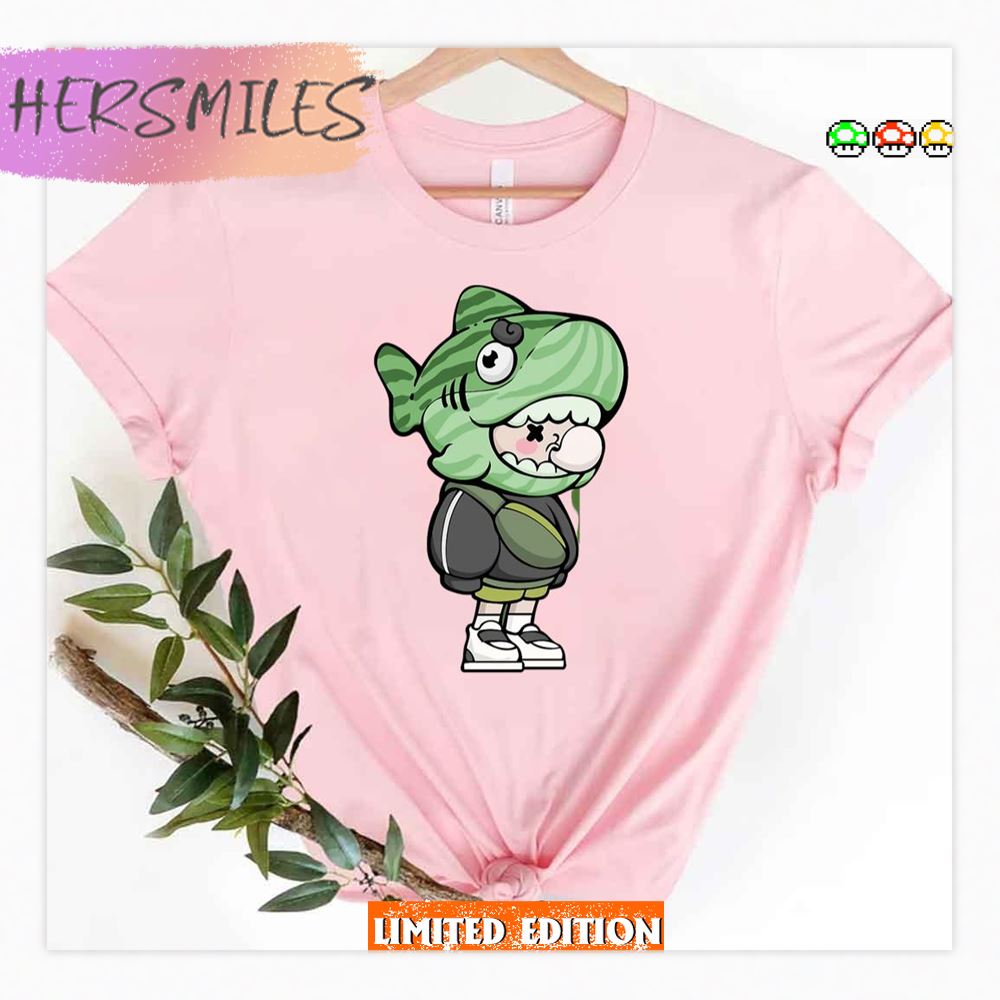 Boys Green Shark Helmet With Bubble Gum Shirt Boys Green Shark Helmet With Bubble Gum Shirt