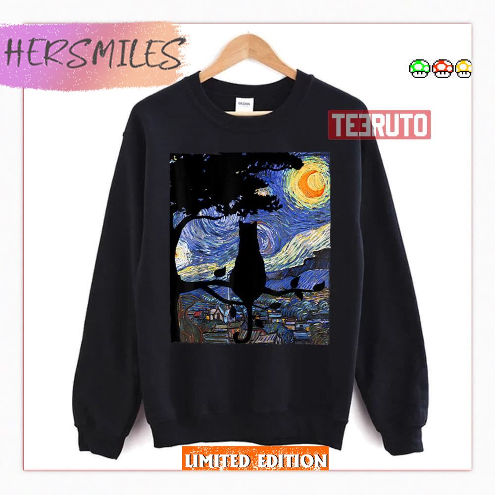 Cat T Starry Night Cat Tee Van Gogh Cat Gif Shirt Cat T Starry Night Cat Tee Van Gogh Cat Gif Shirt