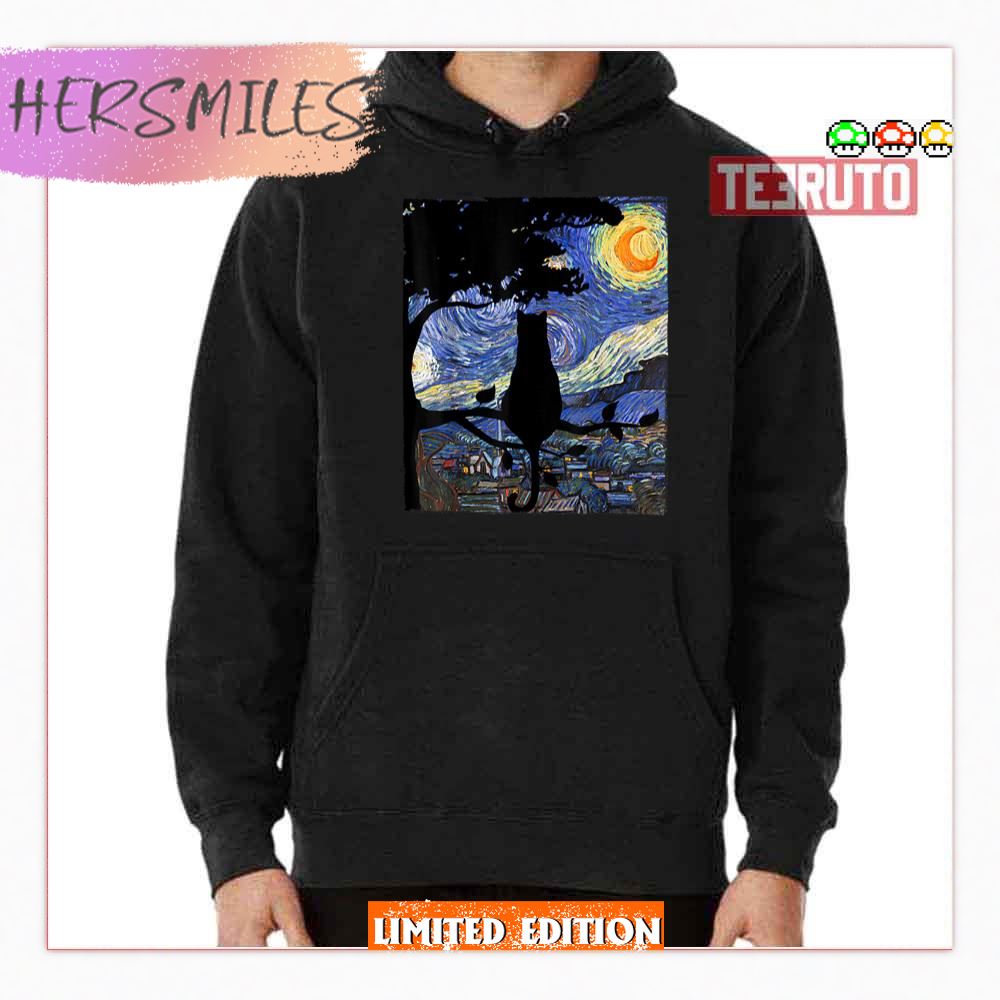 Cat T Starry Night Cat Tee Van Gogh Cat Gif Shirt