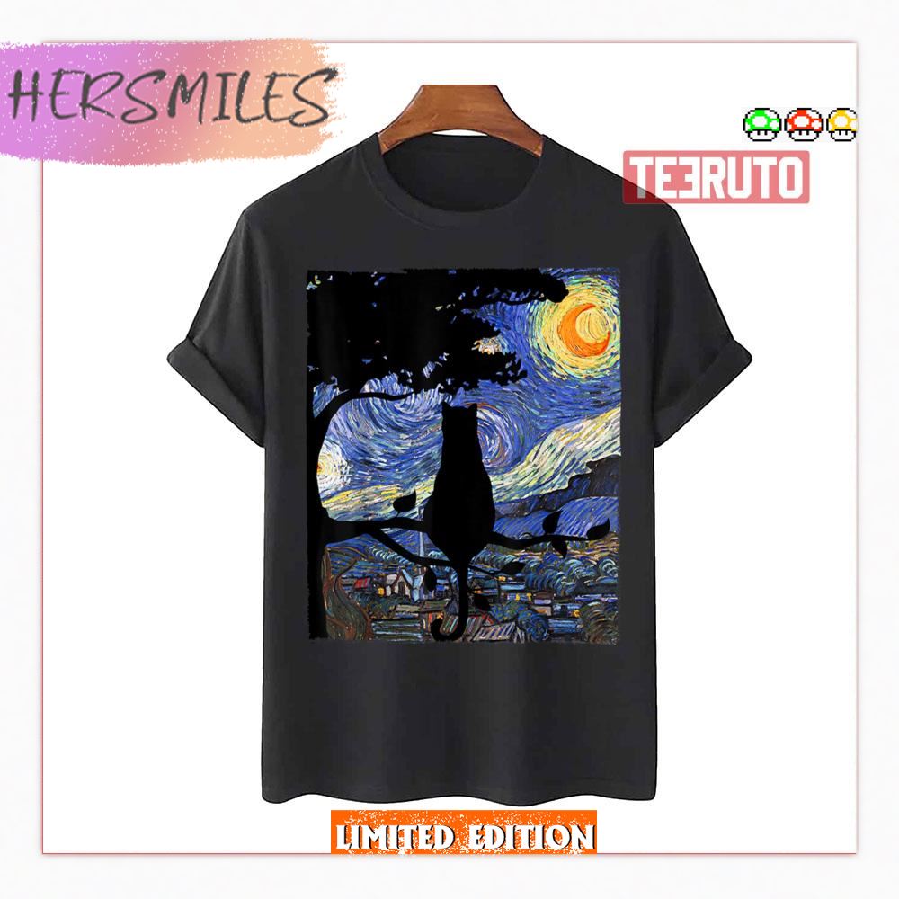 Cat T Starry Night Cat Tee Van Gogh Cat Gif Shirt