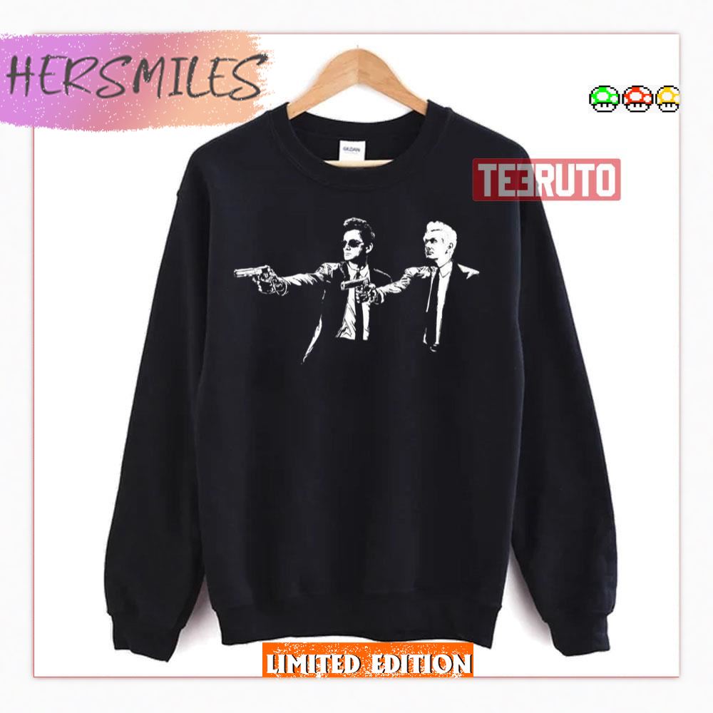 Crowley Aziraphale Bansky Pulp Fiction Good Omens Sweatshirt