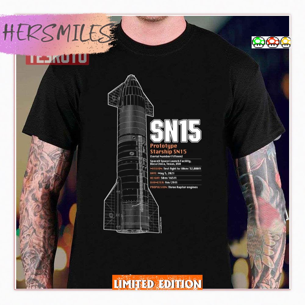 Elon Musk Spacex Starship Sn15 Plans Shirt