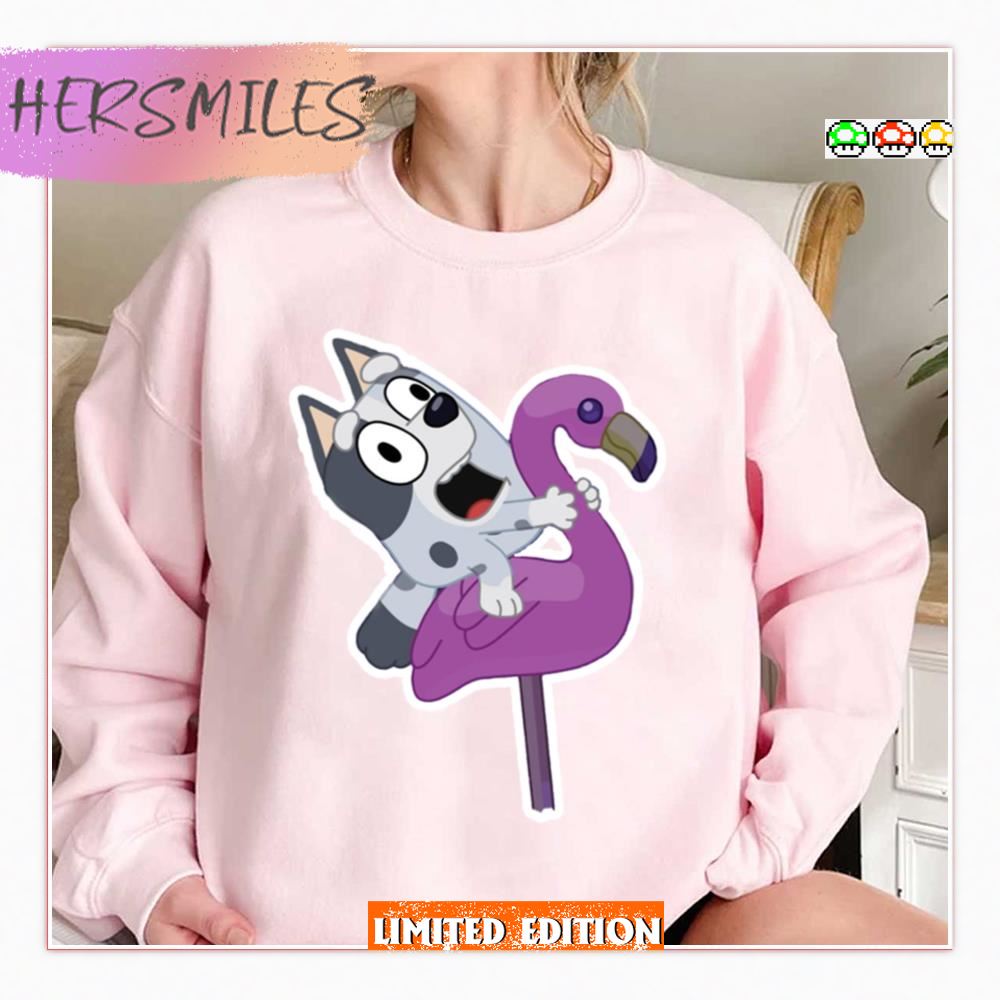 Flamingo Muffin Bluey Cartoon Shirt