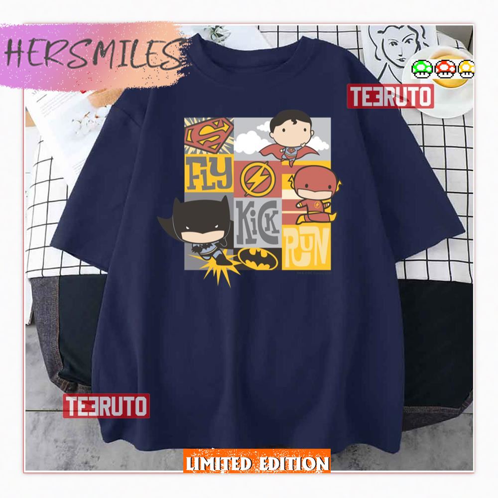 Fly Kick Run Toddler Chibi Justice League Shirt