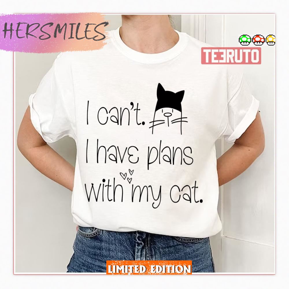 Funny Plans With My Cat Cute Drawing Typography Shirt