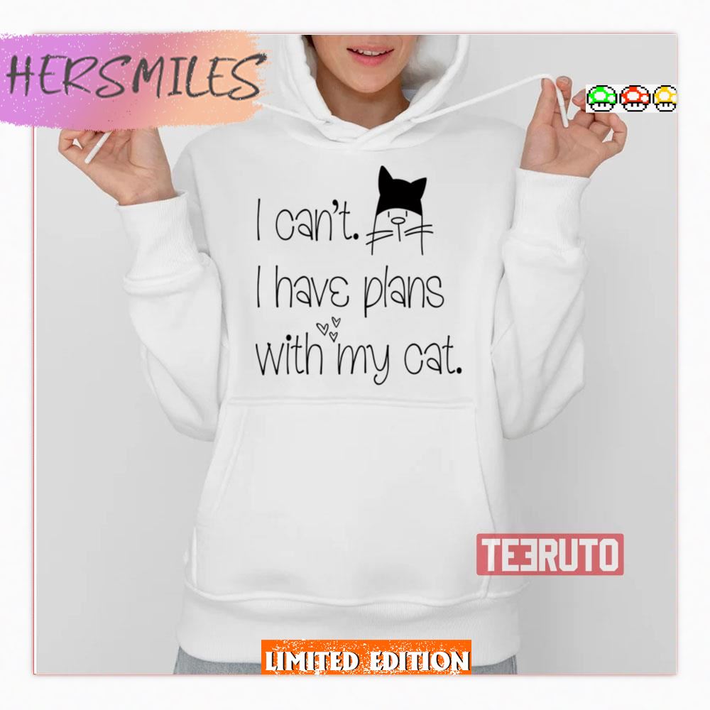 Funny Plans With My Cat Cute Drawing Typography Shirt