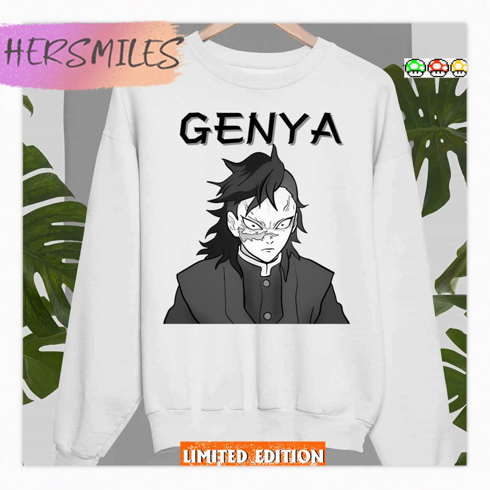 Genya Of Demon Slayer Black And White Art Shirt Genya Of Demon Slayer Black And White Art Shirt