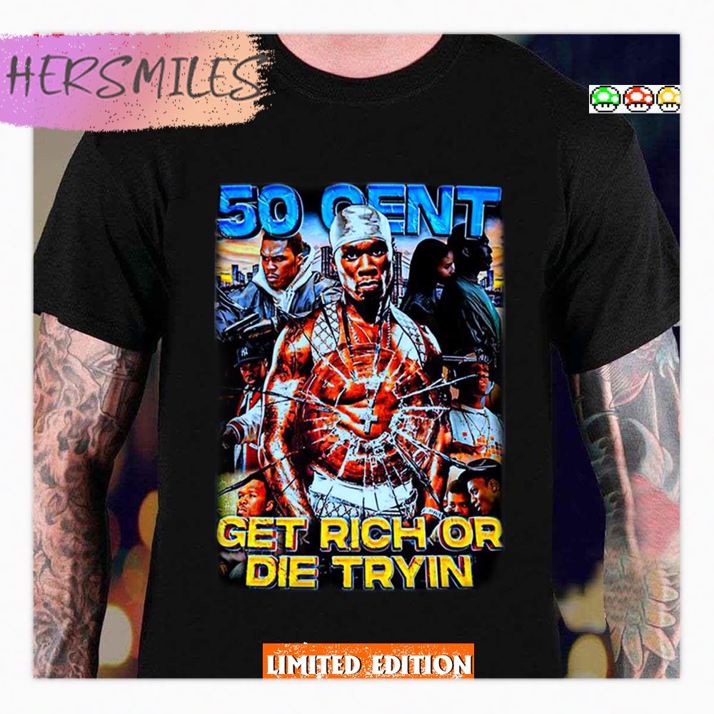 Get Rich Or Die Tryin Amazing Graphic Of 50 Cent Top Rapper Shirt