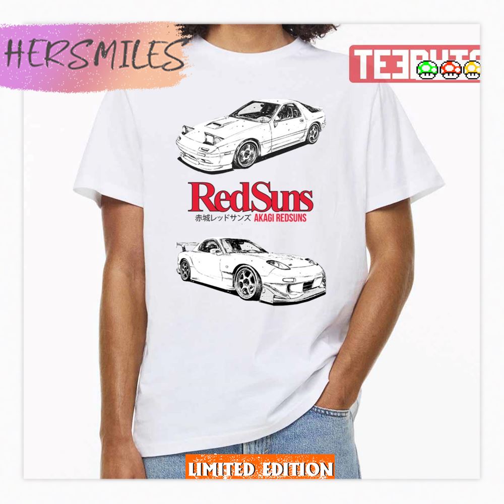 Initial D Akagi Redsuns Manga White Car Artwork Shirt Hersmiles