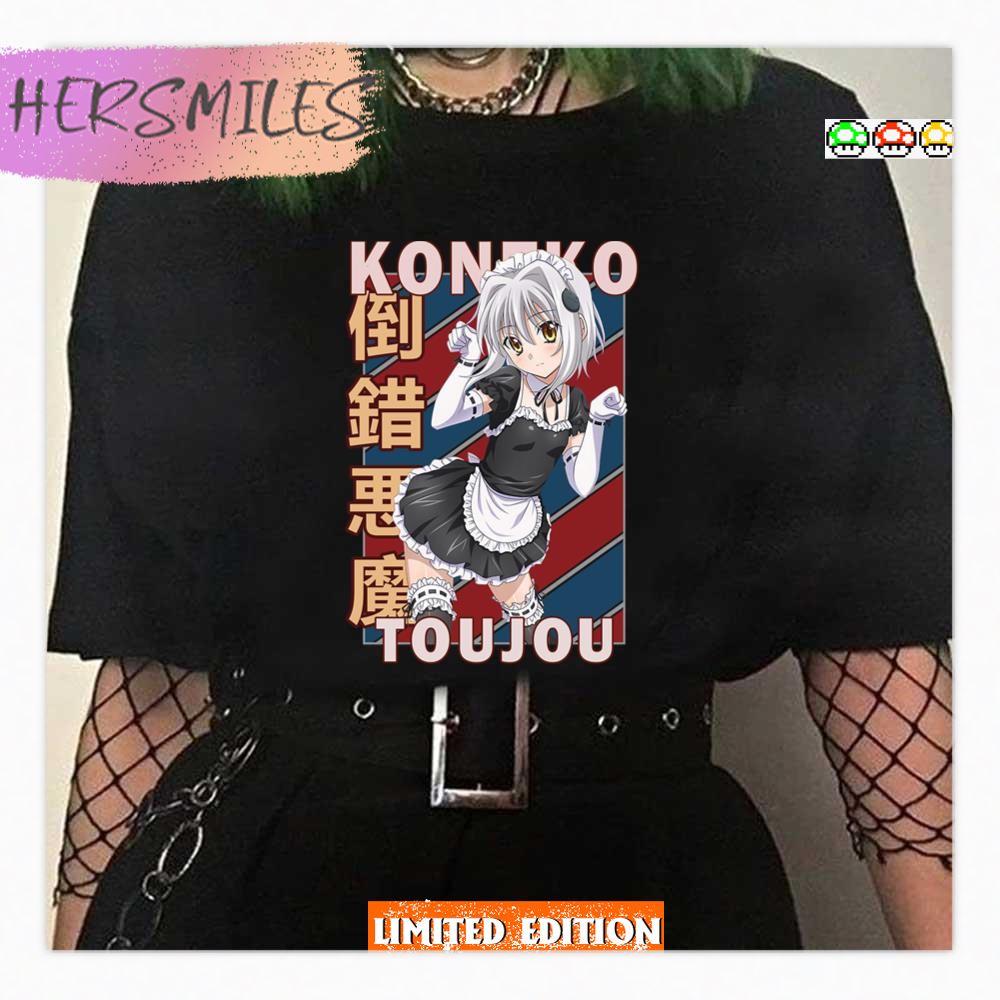 Maid Koneko Toujou High School Dxd Haisukuru Di Di Retro Blue Red Design Shirt Maid Koneko Toujou High School Dxd Haisukuru Di Di Retro Blue Red Design Shirt