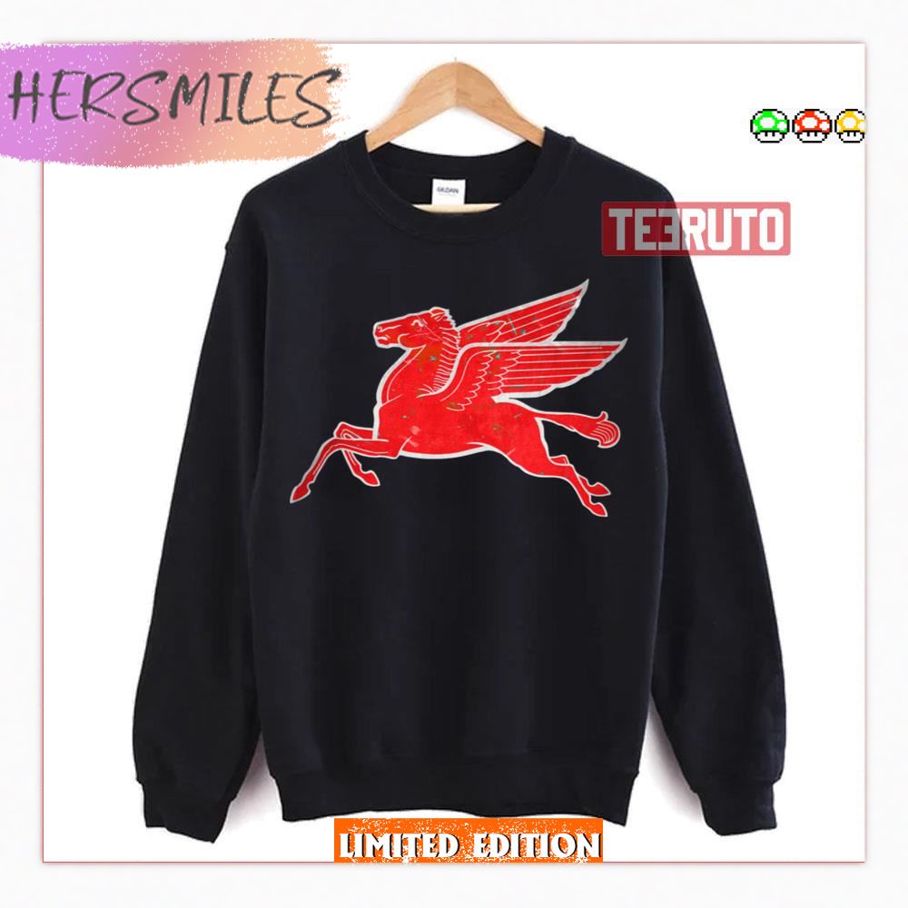 Red Pegasus Distressed Version Facing Left Shirt Red Pegasus Distressed Version Facing Left Shirt