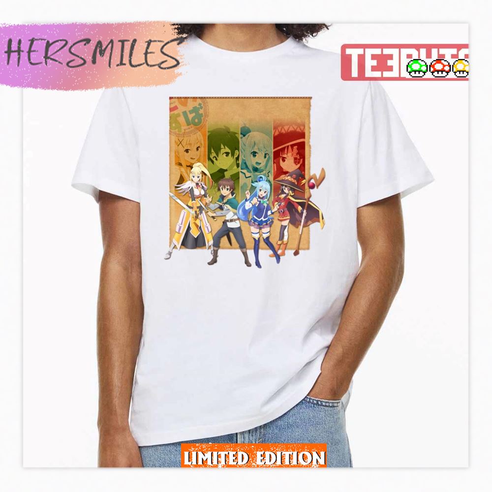 The Four Main Characters Of Konosuba Anime Shirt