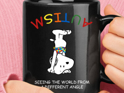 Autism Seeing The Word From A Different Angle Snoopy Black Mug