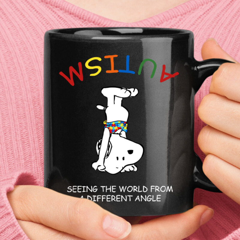 Autism Seeing The Word From A Different Angle Snoopy Black Mug