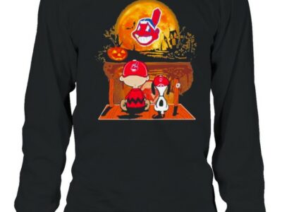 Charlie Brown and Snoopy Cleveland Indians Halloween Moon shirt