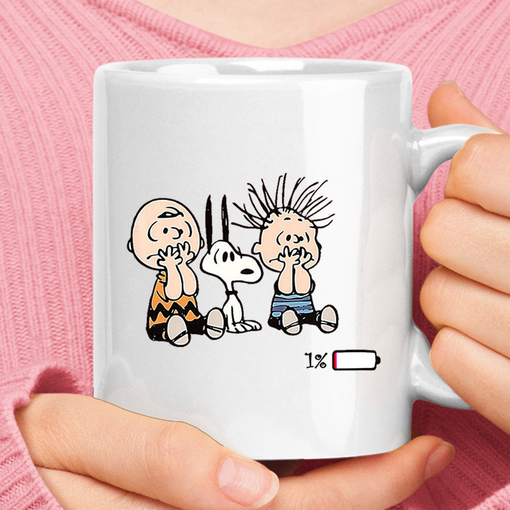 Charlie Brown Snoopy Linus Van Pelt 1% Battery Left Mug