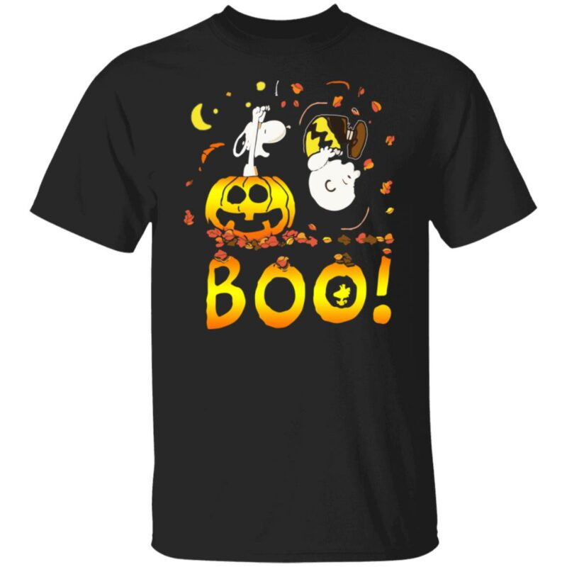 Charlie Brown Woodstock And Snoopy Boo Happy Halloween Shirt