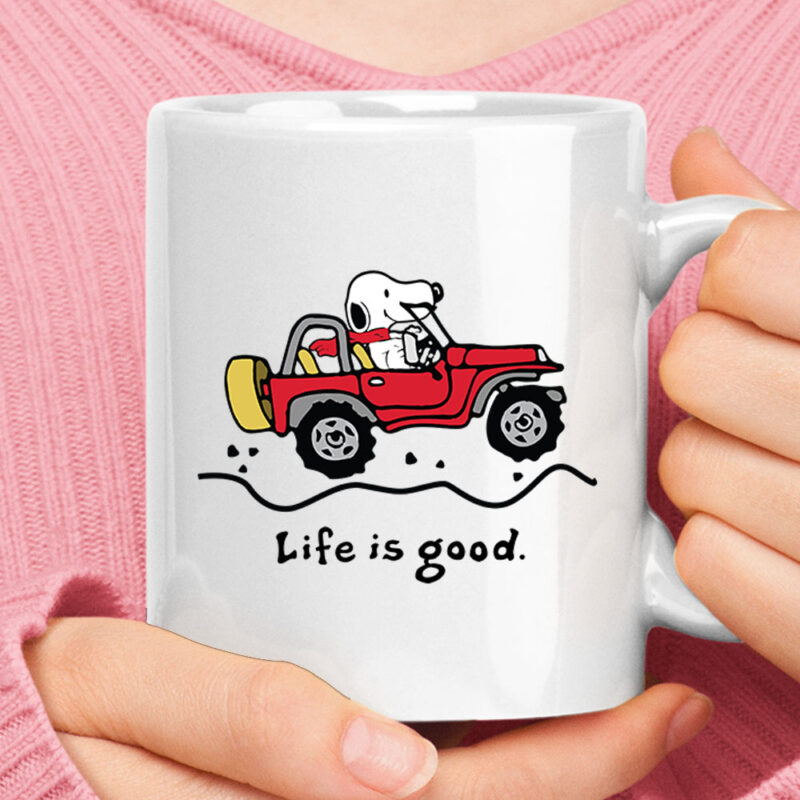 Driving A Jeep Car Life Is Good Snoopy Mug
