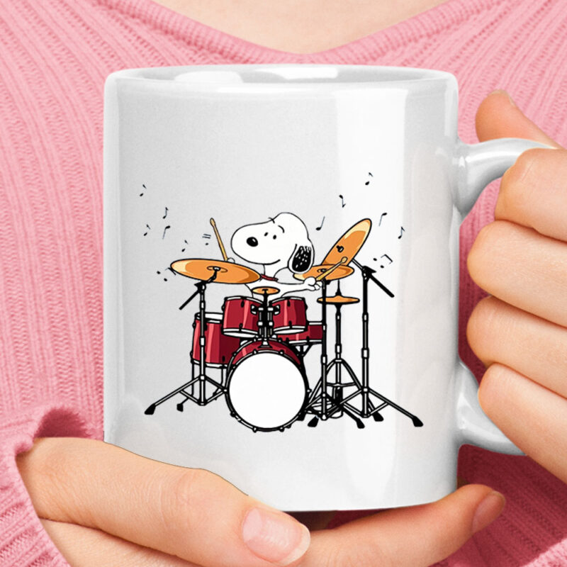 Drummer Snoopy Playing With The Drum Kits Mug
