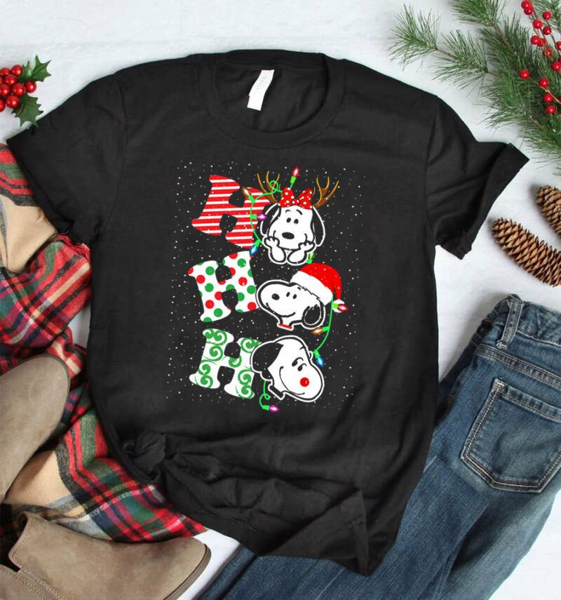 HO HO HO Snoopy Christmas Shirt, Cute Christmas Disney Sweatshirt, Christmas Gifts, Snowmen, Snowflake, Charlie Brown, Peanuts Christmas