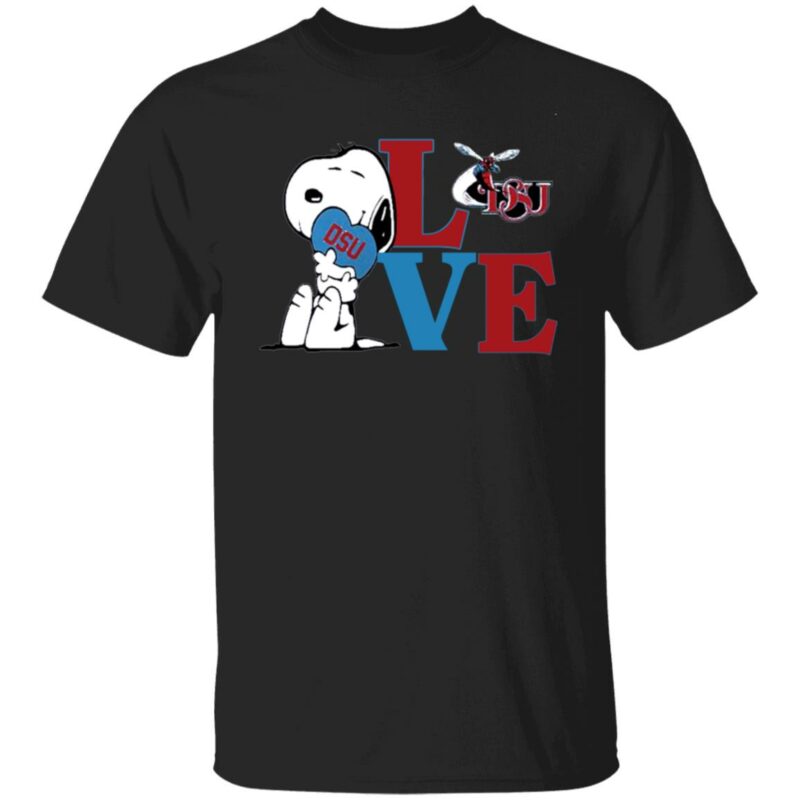 Hot Snoopy Love Dsu Delaware State University Heart Shirt