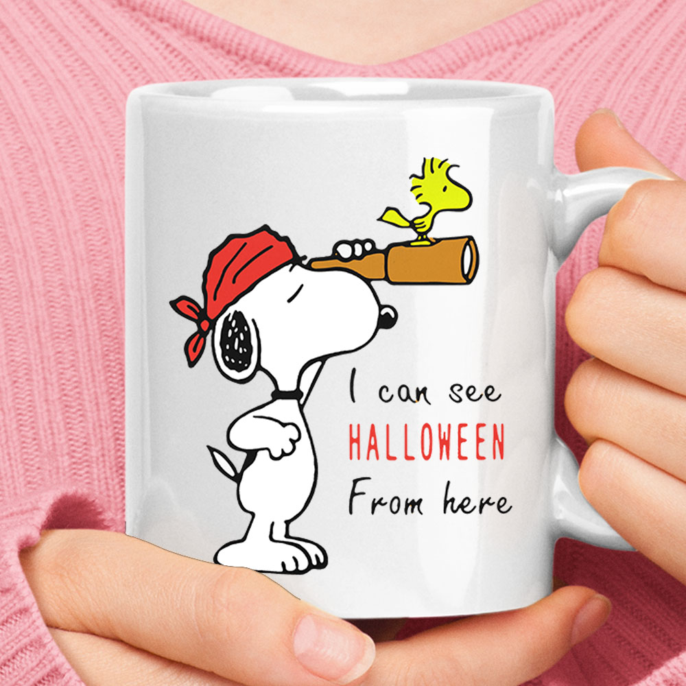 I Can See Halloween From Here Snoopy And Woodstock Mug
