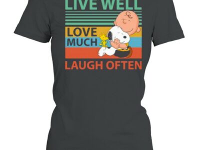 Live Well Love Much Laugh Often Snoopy Peanuts Vintage Shirt