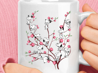 On The Pink Peach Tree Funny And Cute Snoopy Mug