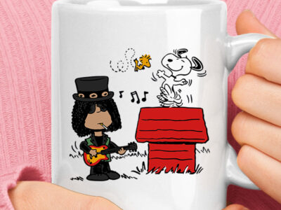 Saul Hudson Slash Together With Snoopy And Woodstock Mug