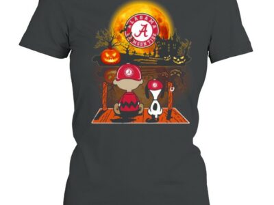 Snoopy and Charlie Brown Pumpkin Alabama Crimson Tide Halloween Moon shirt