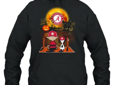 snoopy and charlie brown pumpkin alabama crimson tide halloween moon shirt unisex hoodie