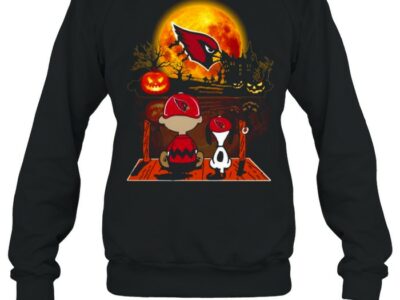 snoopy and charlie brown pumpkin arizona cardinals halloween moon shirt unisex sweatshirt
