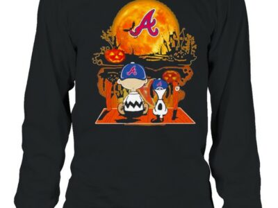 Snoopy and Charlie Brown Pumpkin Atlanta Braves Halloween Moon shirt